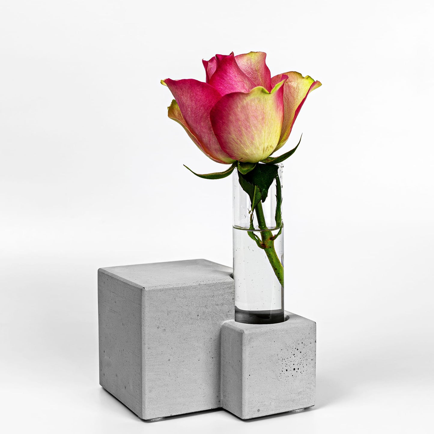 Beton Vase Core Diagonalansicht mit Blume