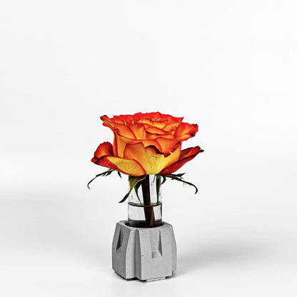 Beton Vase Pillar Diagonalansicht mit Blume