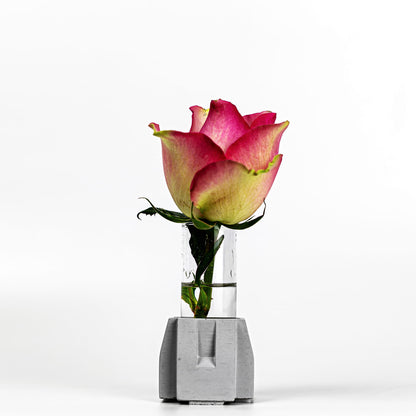 Beton Vase Pillar Seitenansicht mit Blume
