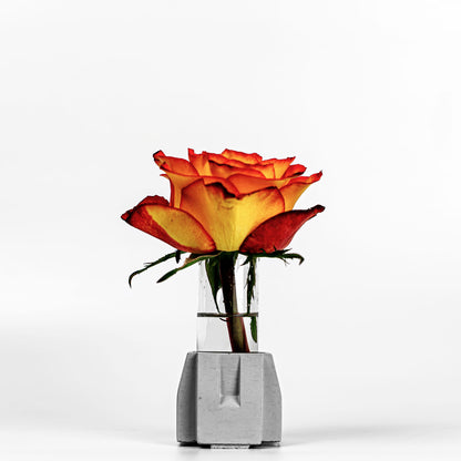 Beton Vase Pillar Seitenansicht mit Blume