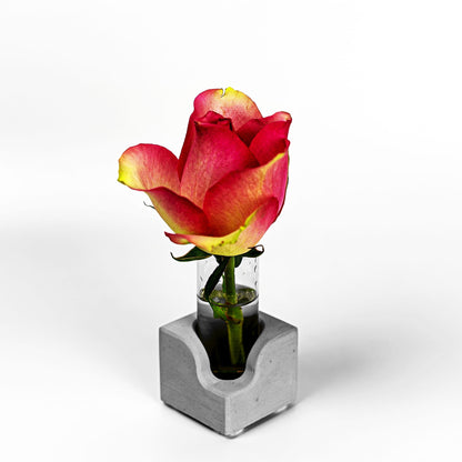 Beton Vase Pocket Frontalansicht mit Blume