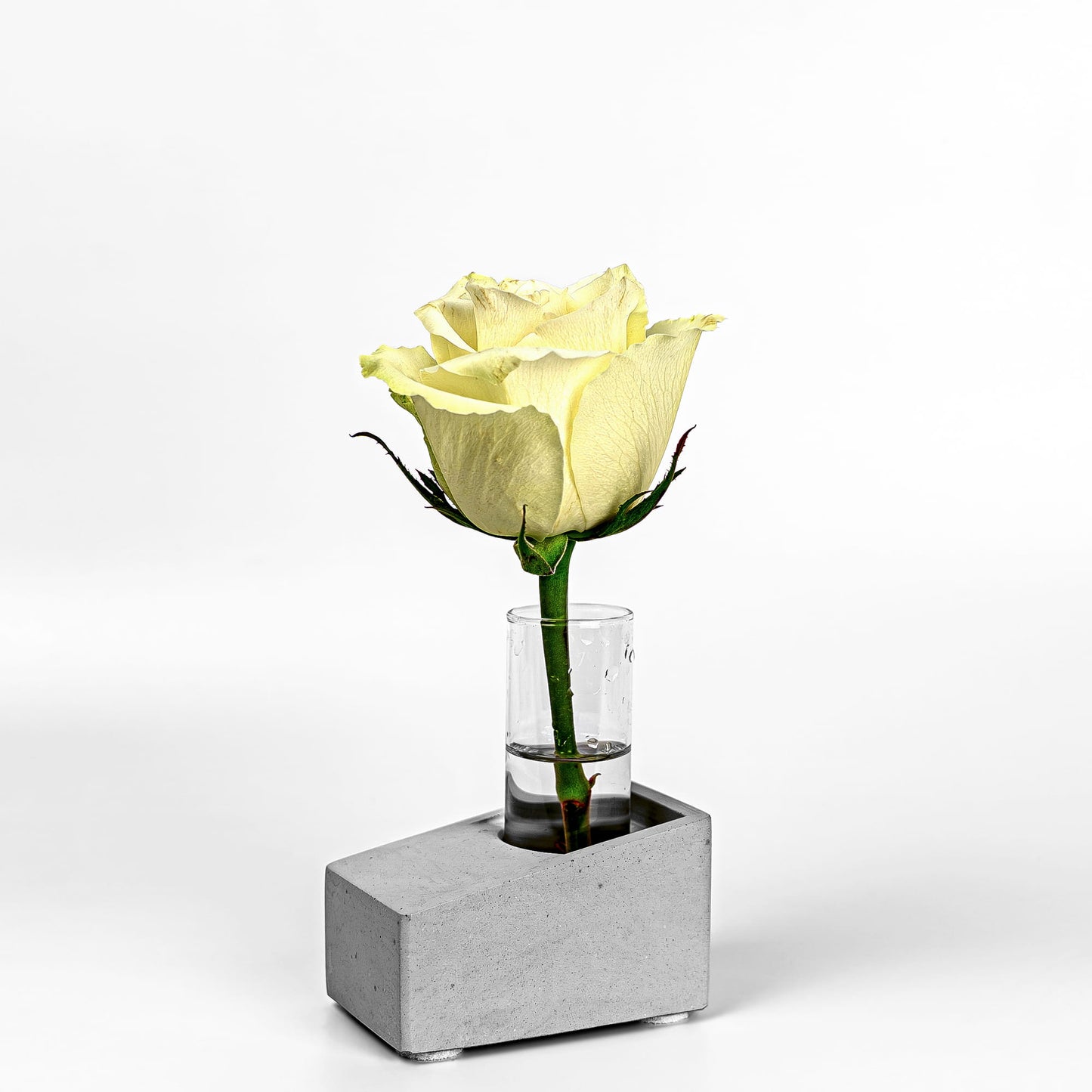 Beton Vase Slab Diagonalansicht mit Blume