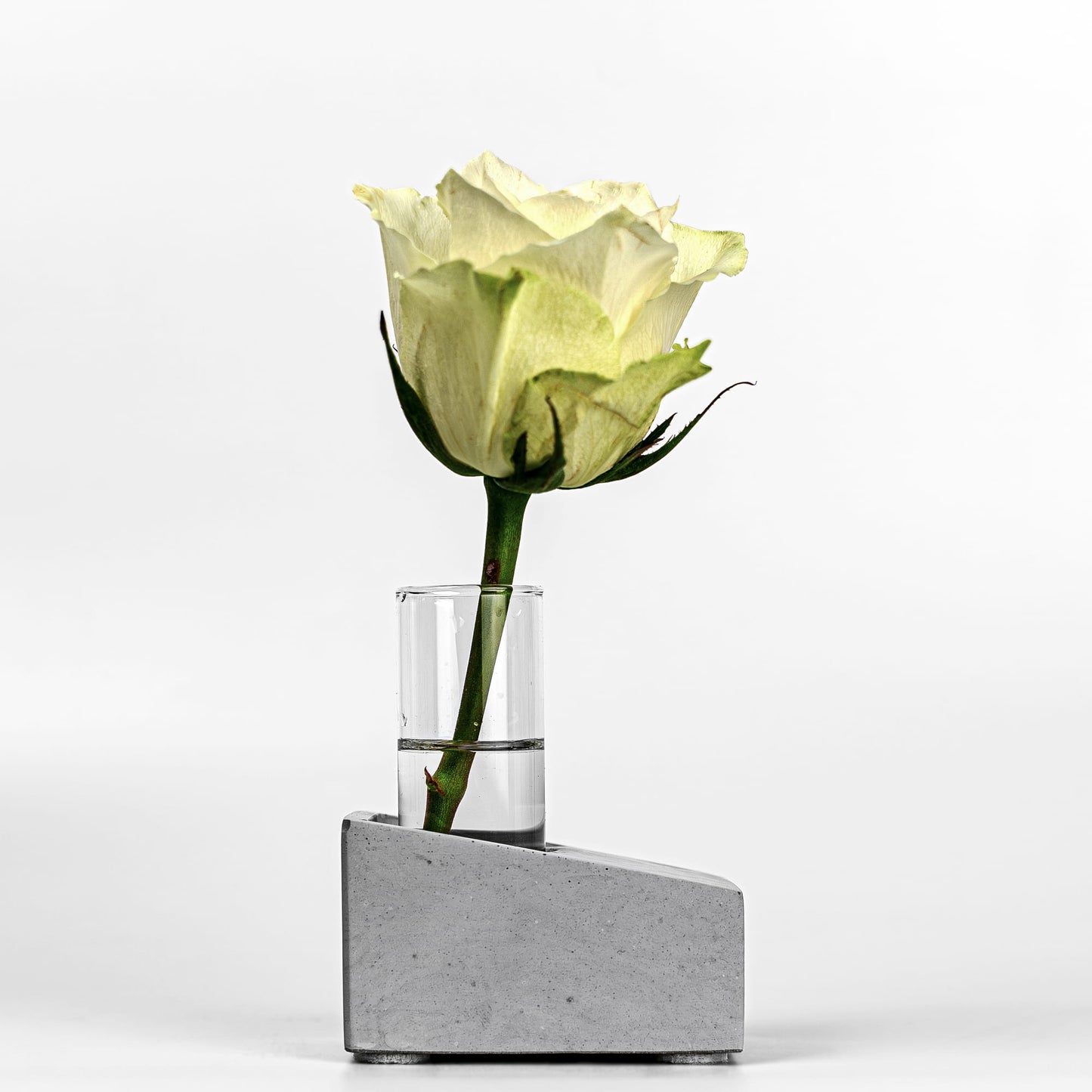 Beton Vase Slab Seitenansicht mit Blume