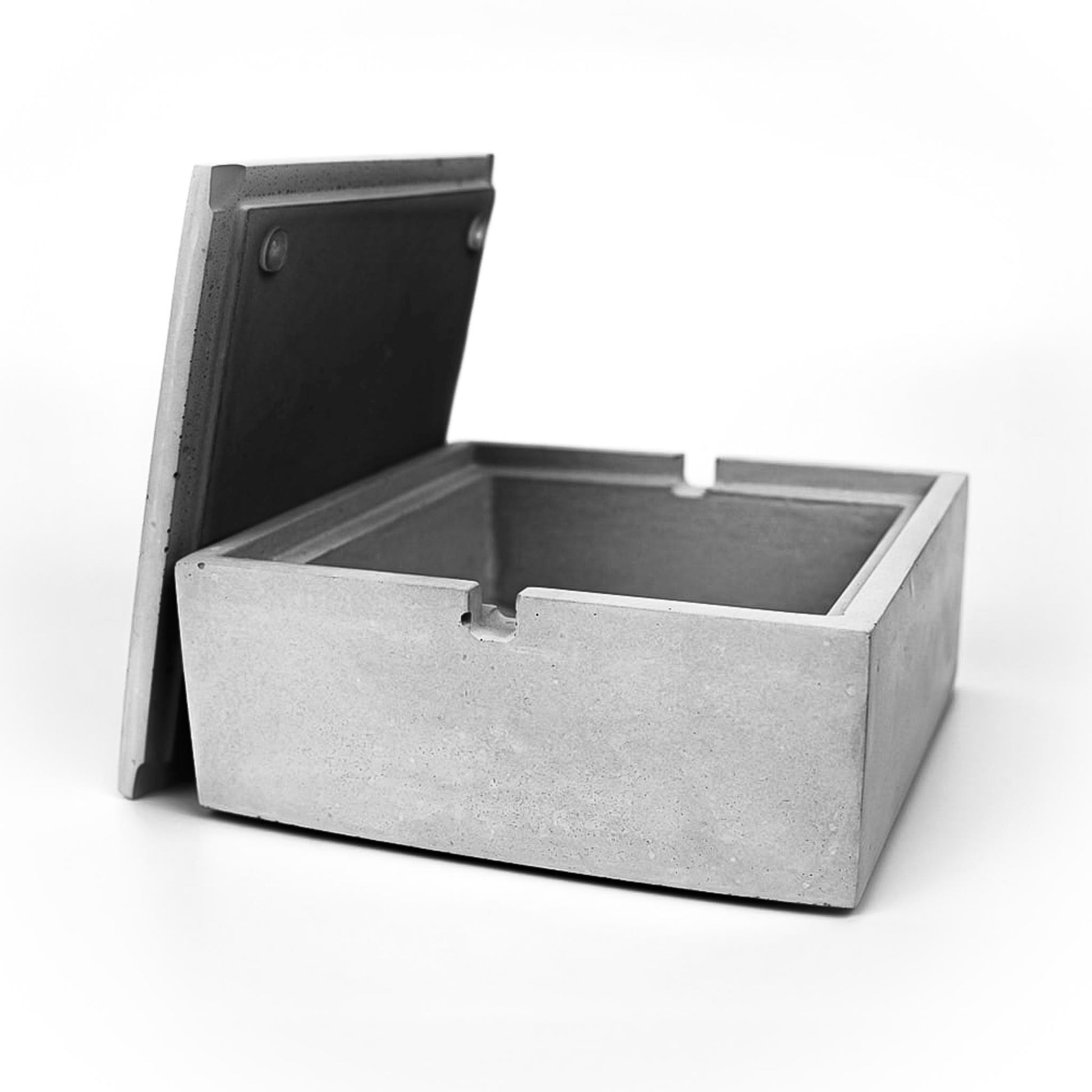 Wetterfester Design Aschenbecher aus Beton mit Deckel, grau