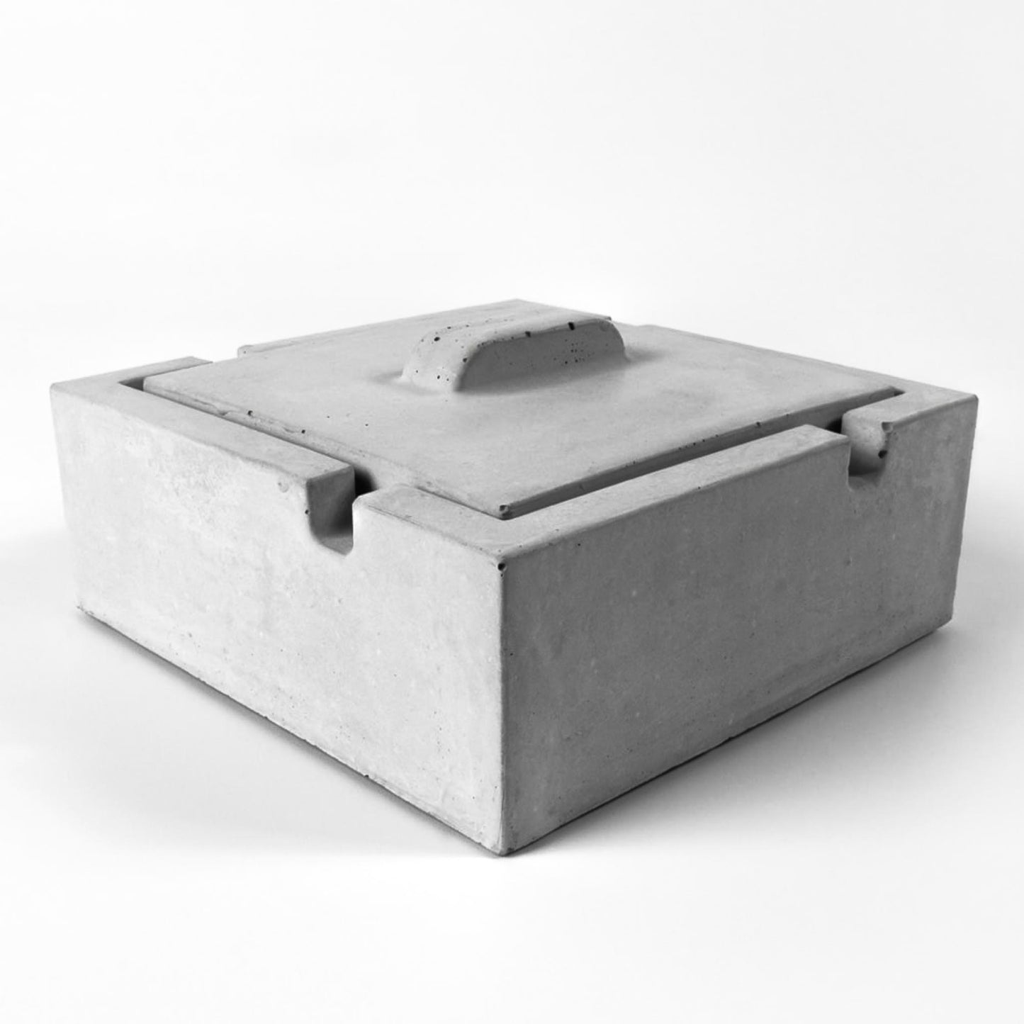 Aschenbecher mit Deckel für draußen, Beton, grau