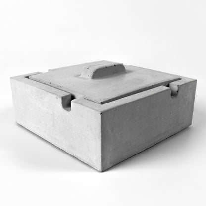 Aschenbecher mit Deckel für draußen, Beton, grau