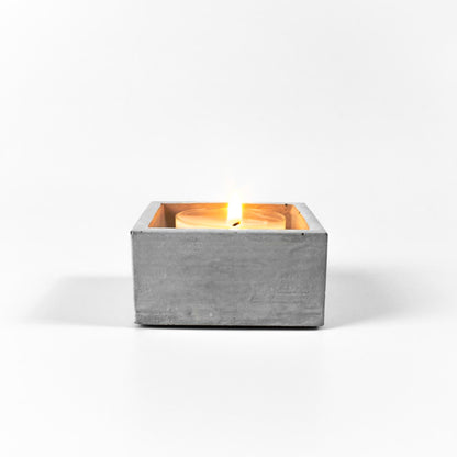 eckiger design teelichthalter beton