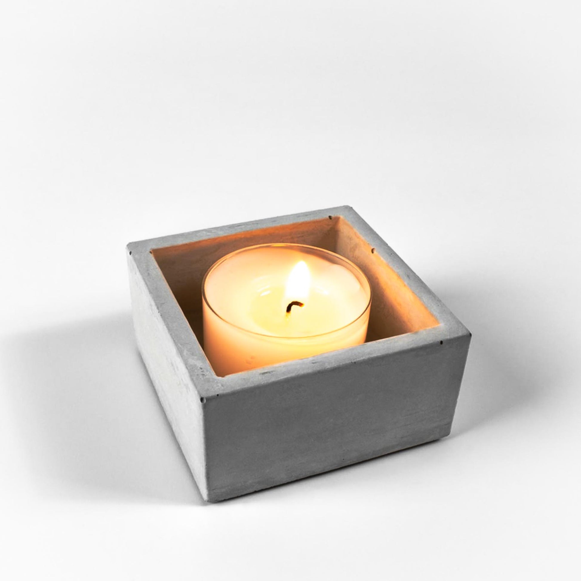 teelichthalter aus beton eckig minimalistisch